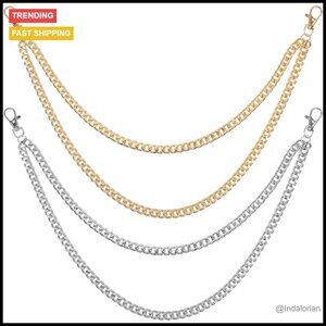 Layered Metal Pants Chains with Lobster Clasp for Belt Loops